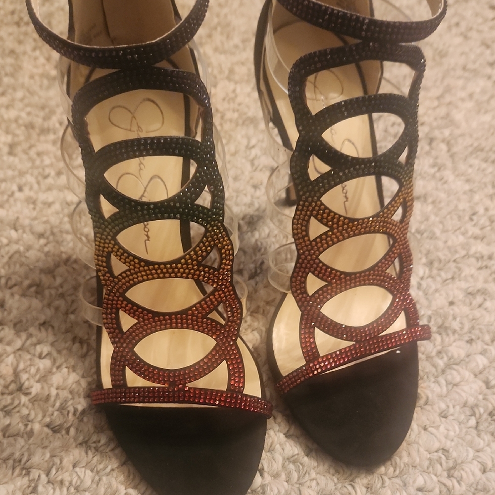 Jessica Simpson Black and Red Strappy Heels